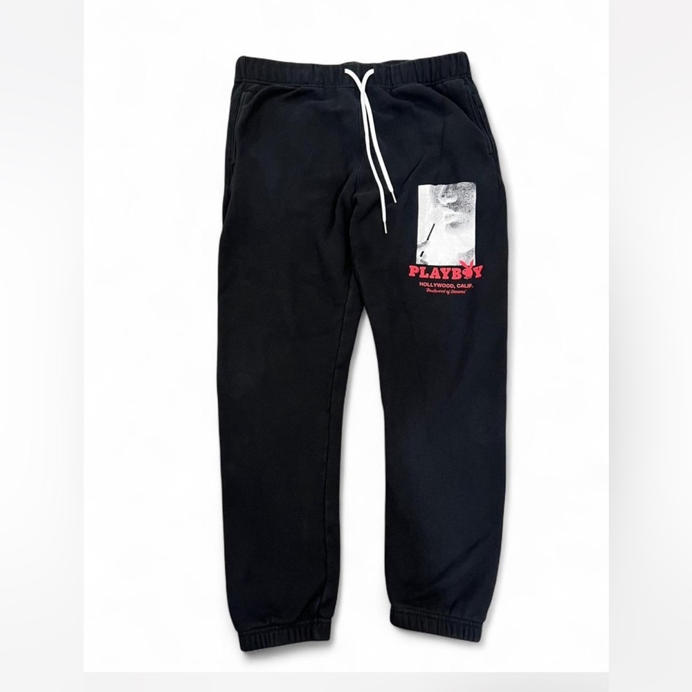 PLAYBOY Black Joggers with Red Logo